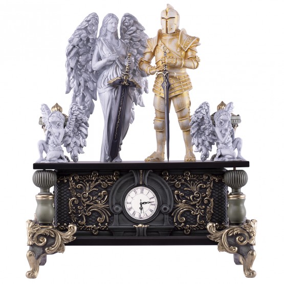Настольные дизайнерские часы "Ангел и рыцарь"