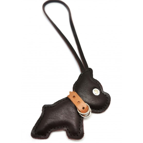 Брелок для сумки «Бульдог». Цвет бордо