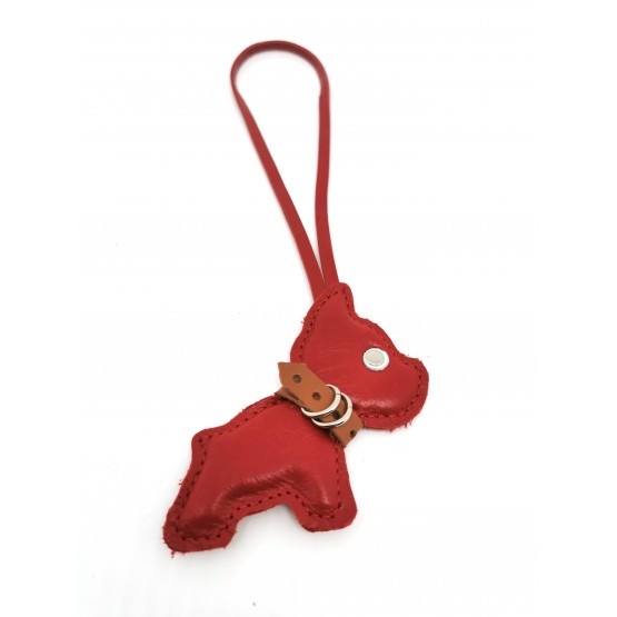 Брелок для сумки «Бульдог». Цвет красный
