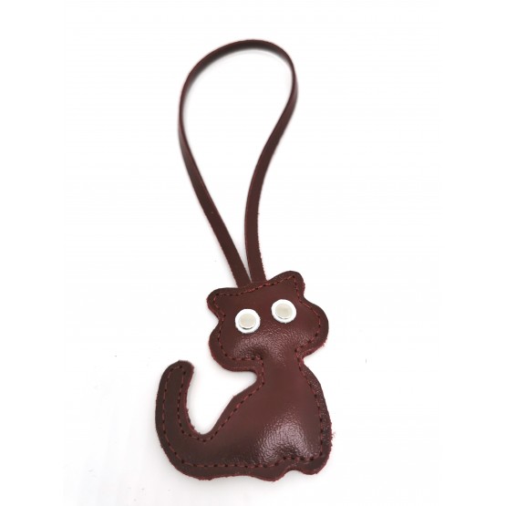 Брелок для сумки "Кошка-3". Цвет бордовый