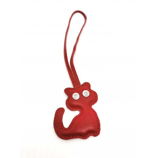 Брелок для сумки "Кошка-3". Цвет красный