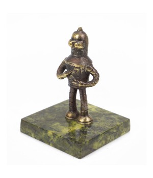 Статуэтка "Робот Бендер" из бронзы и змеевика 117939
