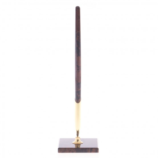 Ручка каменная из обсидиана на подставке коричневая