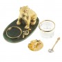 Позолоченная медовница "Медведь" камень нефрит бронза в подарочной упаковке Златоуст