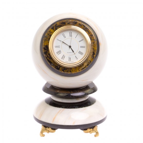 Настольные часы "Антистресс" 10 см из газганского мрамора / часы декоративные / кварцевые часы / интерьерные часы / подарочные часы