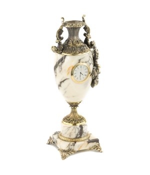 Декоративная ваза с часами "Виноград" из мрамора и бронзы 120175