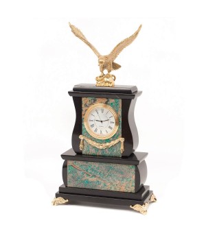 Интерьерные часы "Орел" камень березит бронза