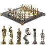 Шахматы настольные "Греко-Римская война" 32х32 см камень змеевик мрамор 120803