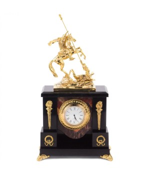 Часы из бронзы и натуральной яшмы "Георгий Победоносец" 115000