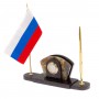 Визитница с часами и флагом России камень офиокальцит 125222