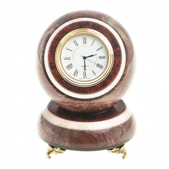 Подарочные часы "Шар Антистресс" из камня лемезит 11х11х14 см