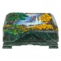 Шкатулка с рисунком "Водопад" камень змеевик 21х12х8,5 см / шкатулка для ювелирных украшений / для хранения бижутерии / для денег