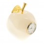 Часы "Яблоко" из белого оникса 7х9 см (3) / настольные часы / часы декоративные / кварцевые часы / интерьерные часы / каменное яблоко