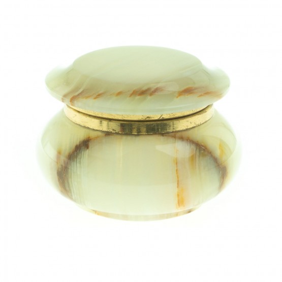 Шкатулка круглая "Грибок" камень оникс зеленый 7,6х5,9 см (3) / шкатулка для ювелирных украшений / для хранения бижутерии / шкатулка из камня