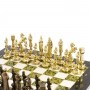 Шахматы "Ренесанс" доска 36х36 см камень змеевик, мрамор фигуры цвет бронза-золото / Шахматы настольные / Шахматный набор / Шахматы сувенирные