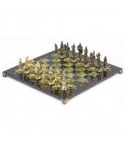 Шахматы бронзовые фигуры "Русские" доска 40х40 см камень змеевик 117818