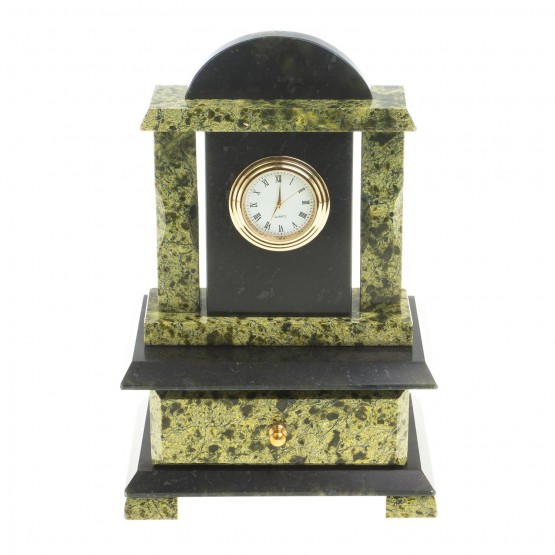 Часы со шкатулкой из натурального змеевика 112002