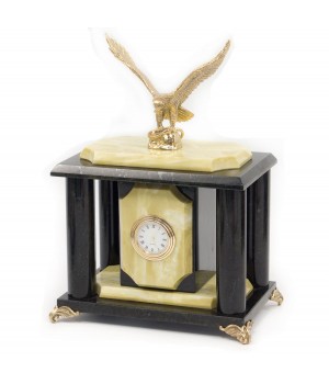 Декоративные часы из натурального камня с бронзой "Горный орел"