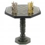 Шахматный стол из камня "Олимпийские игры" фигуры металлические