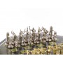 Шахматный стол из камня "Олимпийские игры" фигуры металлические