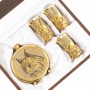 Подарочный набор "Рысь" фляжка с гравюрой и 3 стопки перевертыша 70 мл бронза Златоуст