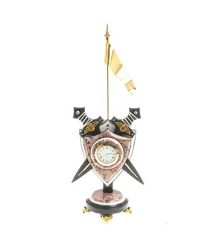Часы "Щит с флагом" змеевик мрамор креноид 116687