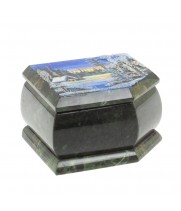 Шкатулка с расписной крышкой "Зимний домик" 11х9х6,5 см 127580