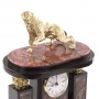 Декоративные часы "Саблезубый Тигр" из бронзы и родонита 121819