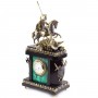 Каминные часы "Георгий Победоносец" из натурального малахита и бронзы