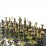 Сувенирные шахматы "Подвиги Геракла" доска 28х28 см из камня змеевик фигуры металлические