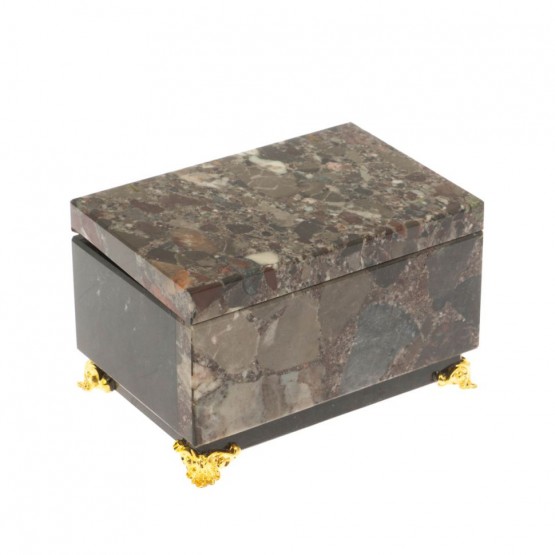 Шкатулка из камня конгломерат 10х6,5х6,5 см 129053