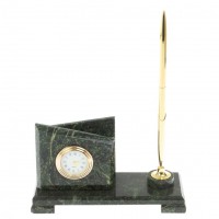 Визитница настольная с подставкой под ручку "Мини 3" камень змеевик 113277