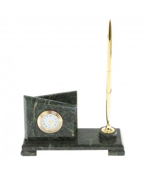 Визитница настольная с подставкой под ручку "Мини 3" камень змеевик 113277