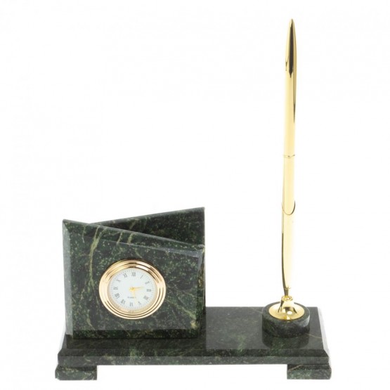 Визитница настольная с подставкой под ручку "Мини 3" камень змеевик 113277