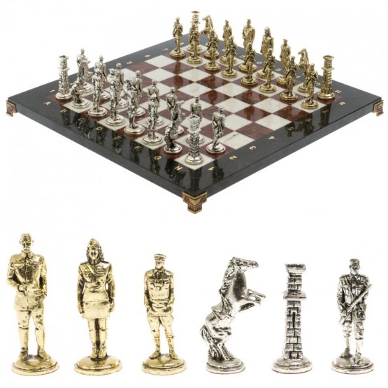 Шахматы подарочные "Великая Отечественная война" из лемезита и мрамора доска 40х40 см 129838