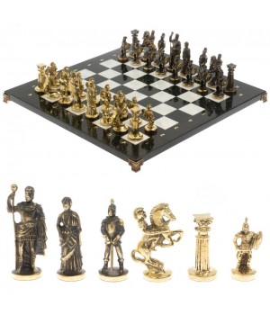Шахматы подарочные из бронзы "Римские" 44х44 см из змеевика и мрамора 129657 Шахматы подарочные из бронзы "Римские" 44х44 см из змеевика и мрамора 129657