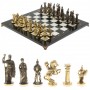 Шахматы подарочные из бронзы "Римские" 44х44 см из змеевика и мрамора 129657