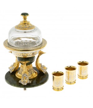 Икорница с тремя стопками "Три кита" нефрит 129319