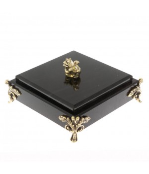 Шкатулка "Птичка" из черного обсидиана и бронзы 130058 Шкатулка "Птичка" из черного обсидиана и бронзы 130058