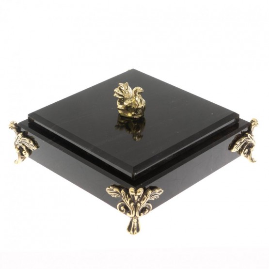 Шкатулка "Птичка" из черного обсидиана и бронзы 130058