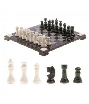 Шахматы с гравировкой "Турнирные" доска 36х36 см белый мрамор, змеевик 124607 Шахматы с гравировкой "Турнирные" доска 36х36 см белый мрамор, змеевик 124607