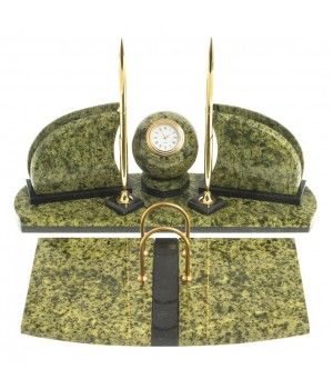 Настольный набор из натурального змеевика "Шар" 113270 Настольный набор из натурального змеевика "Шар" 113270