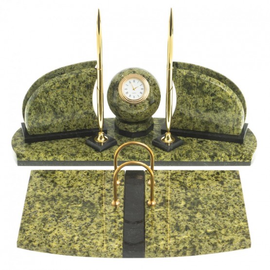 Настольный набор из натурального змеевика "Шар" 113270