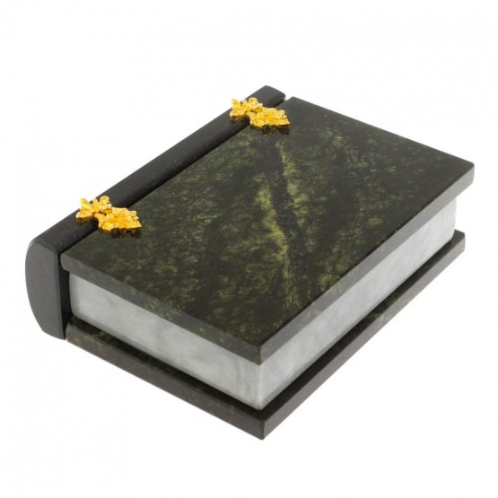 Декоративная шкатулка "Книжка" камень змеевик средняя 11x14x4 см