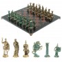 Шахматы "Римские войны" фигуры бронза / патина 44х44 см лемезит 128379