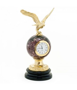 Настольные часы из камня и бронзы "Орел на шаре" креноид 113103