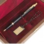 Подарочный набор "Статус" шариковая ручка Parker и флешка 32 Gb с гербом РФ в деревянной упаковке Златоуст