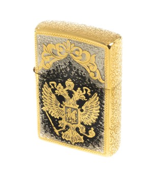 Оригинальная бензиновая зажигалка Zippo с гравировкой "Герб РФ" в подарочной коробке Златоуст