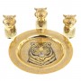Подарочный набор "Тигр" тарелка и 3 стопки перевертыша 60 мл в деревянной коробке Златоуст