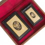 Подарочный мужской набор "Документы" кожаные визитница и корочка для паспорта в деревянной упаковке Златоуст